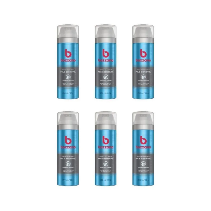 Espuma De Barbear Bozzano Sensive 200ml - Kit Com 6un