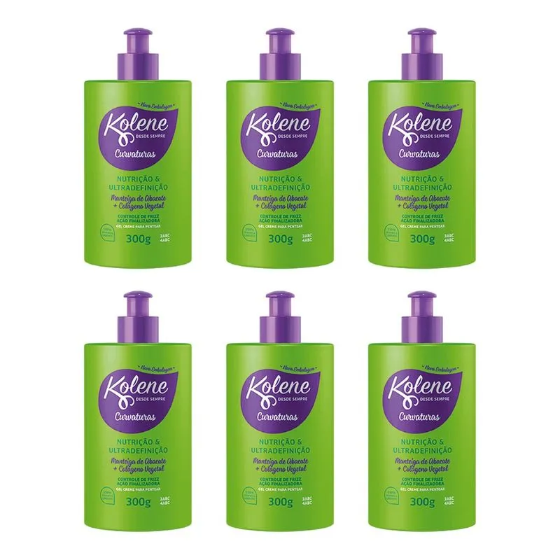 Creme Para Pentear Kolene 300g Curvaturas - Kit c/ 6un