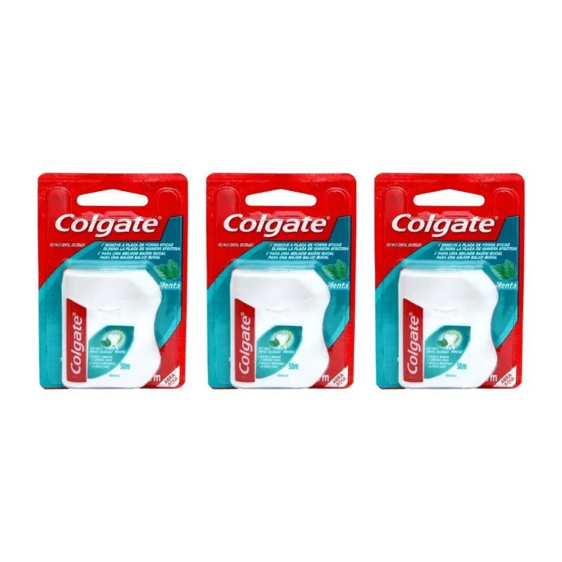 Fio Dental Colgate 50m Menta - Kit Com 3un