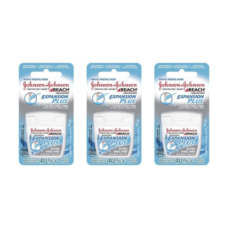 Fio Dental Johnsons Reach 50m Extra Fino - Kit Com 3un