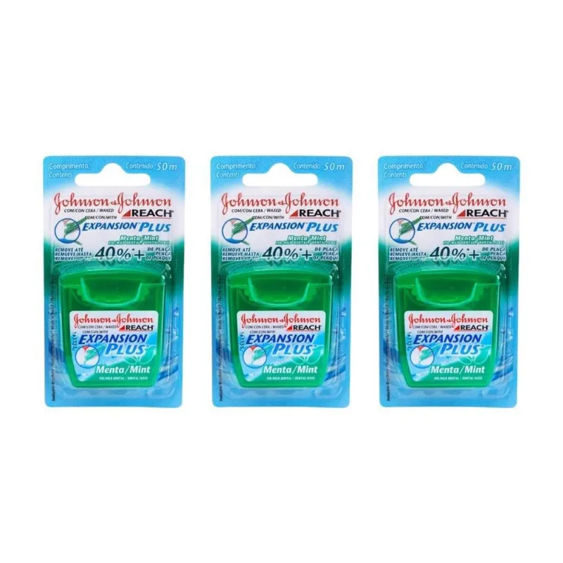 Fio Dental Johnsons Reach 50m Menta - Kit Com 3un