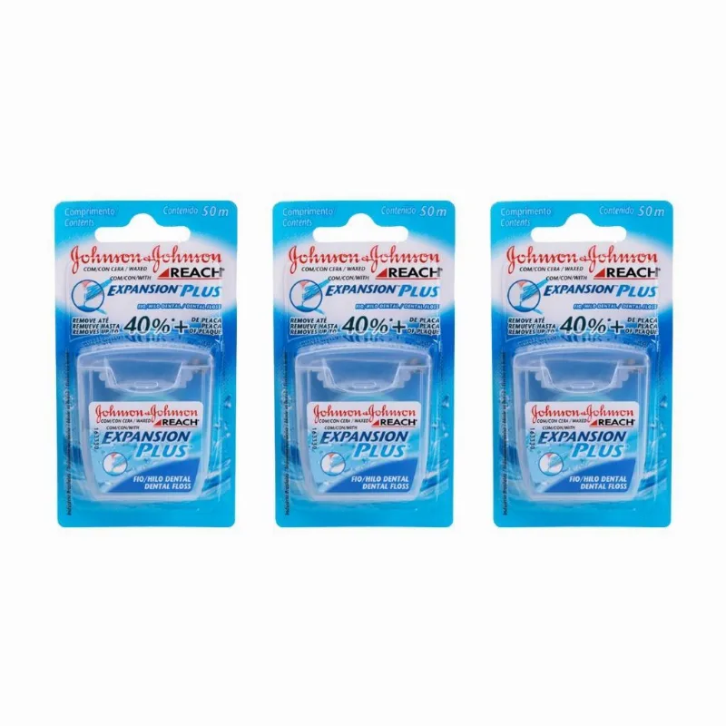 Fio Dental Johnsons Reach 50m Regular - Kit Com 3un