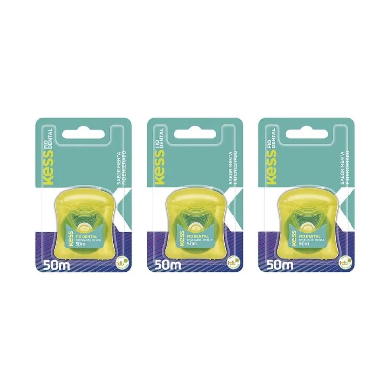Fio Dental Kess 50m Menta - Kit Com 3un