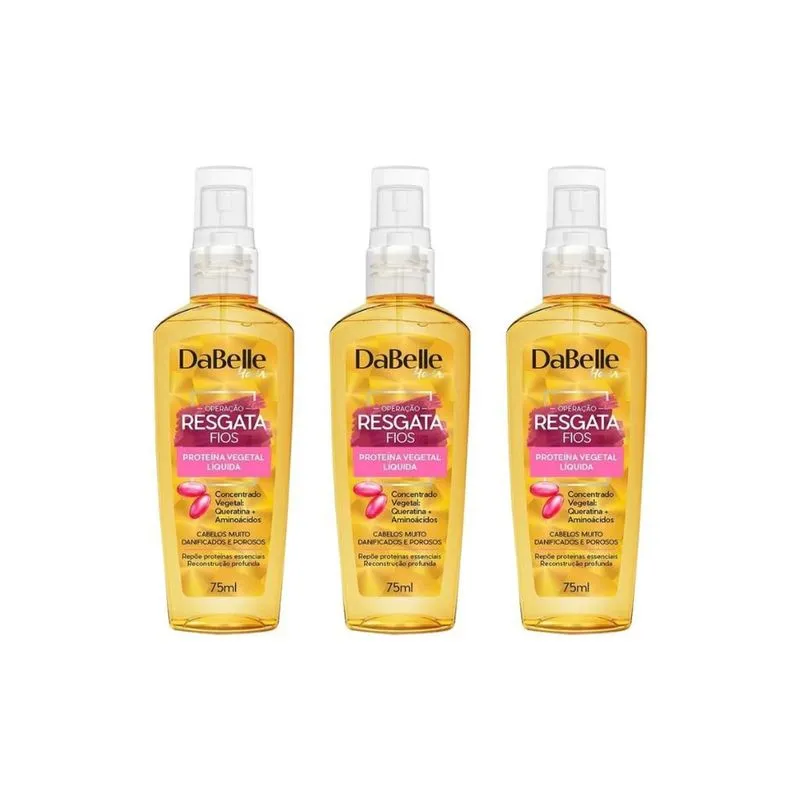 Proteina Cap Dabelle 75Ml Resgata Fios 75Ml - Kit Com 3Un