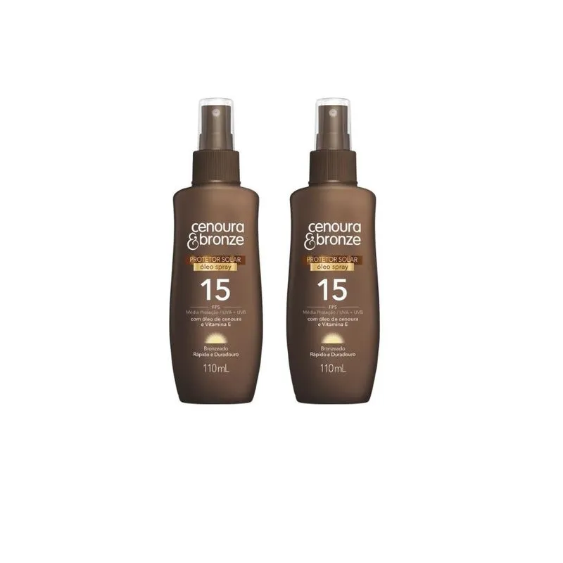 Protetor Solar Cenoura Bronze Fps15 Oleo Spray 110ml - 2un