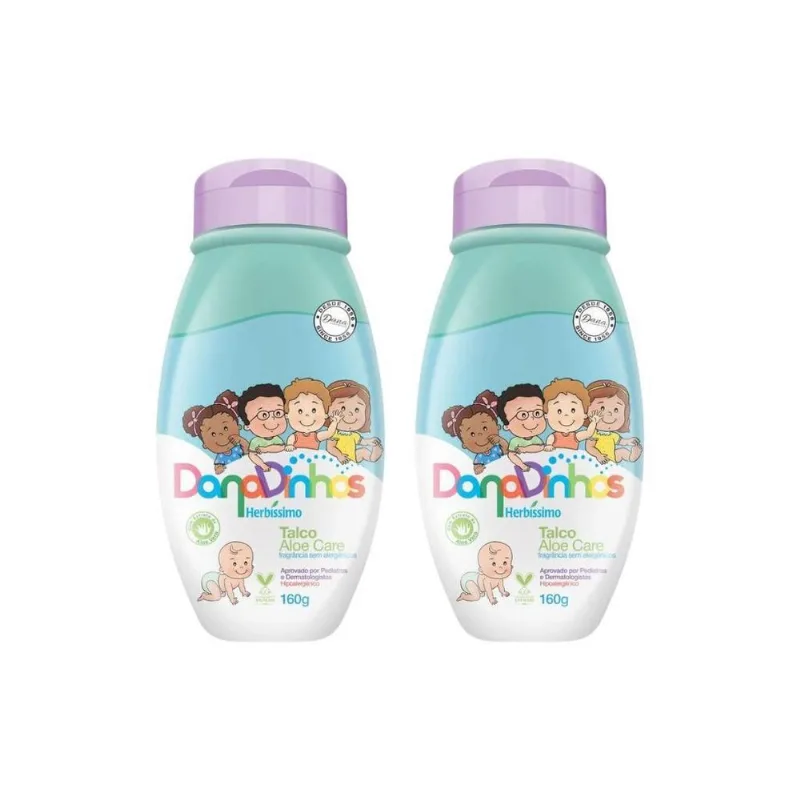 Talco Herbissimo Danadinhos Aloe Care 160g - Kit Com 2un