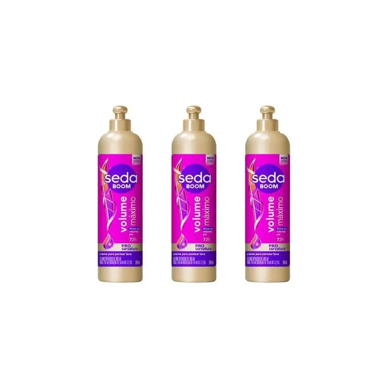 Creme Para Pentear Seda 350Ml Boom Volume Maximo-Kit C/3Un