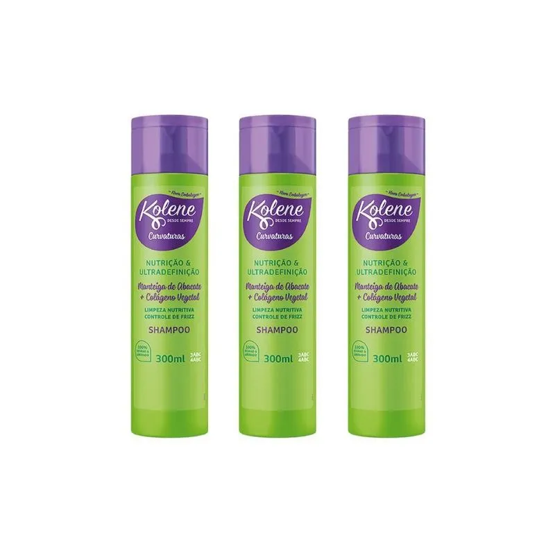 Shampoo Kolene 300Ml Curvaturas - Kit Com 3Un