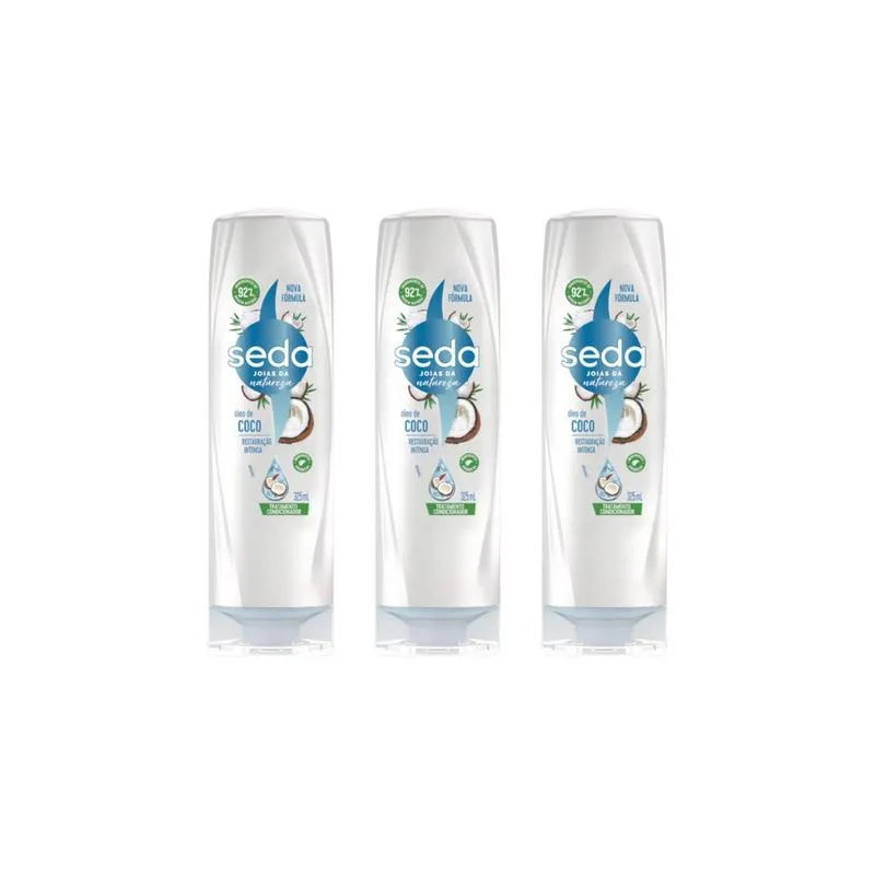 Condicionador Seda 325ml Oleo de Coco - Kit c/ 3un