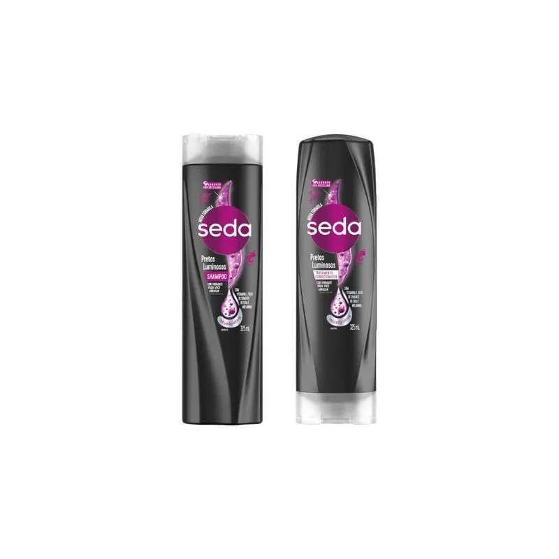 Kit Shampoo + Condicionador Seda 325Ml Pretos Luminosos