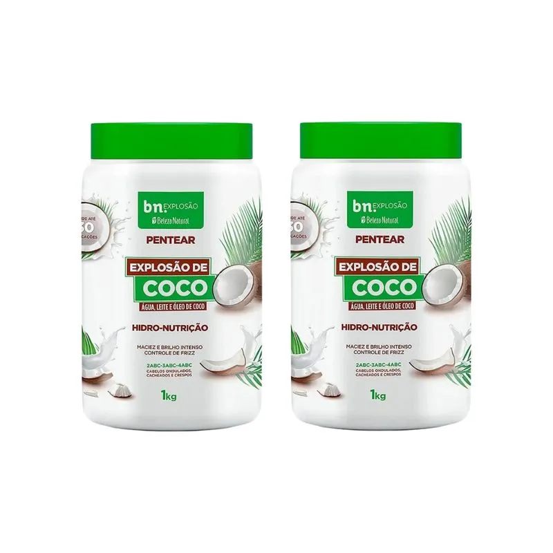 Creme Para Pentear Beleza Natural 1kg Explosao de Coco - 2un