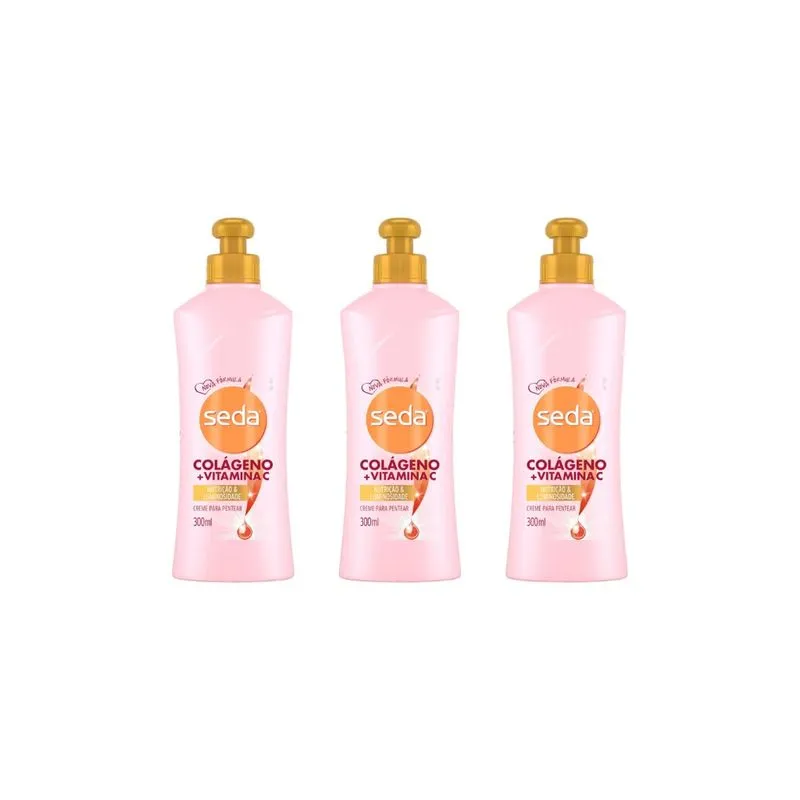 Creme Para Pentear Seda 300ml Colageno + Vitamina C-Kit C/3un