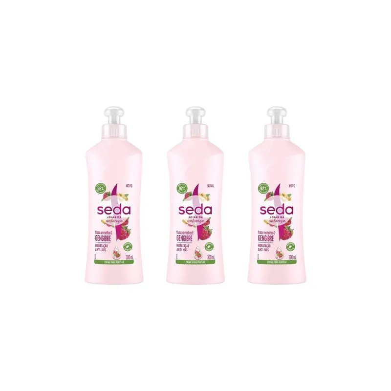 Creme Para Pentear Seda 300ml Fruta Verm + Gengibre-Kit C/3un