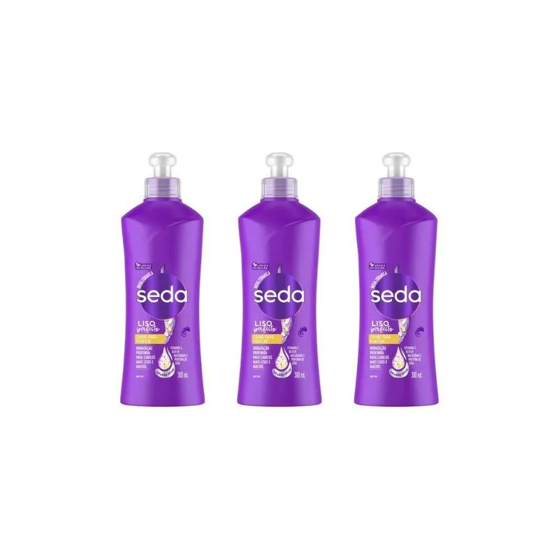 Creme Para Pentear Seda 300ml Liso Perfeito-Kit C/3un