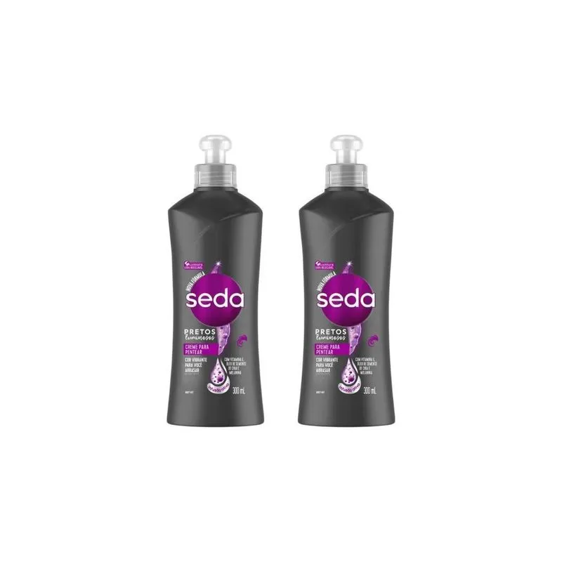 Creme Para Pentear Seda 300Ml Pretos Luminosos-Kit C/2Un