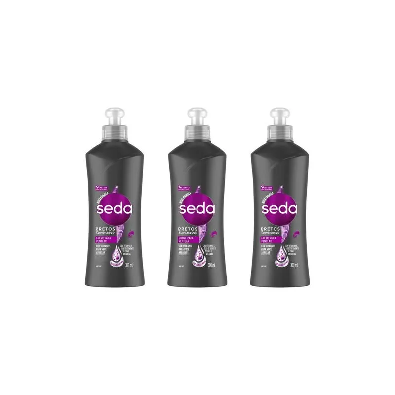 Creme Para Pentear Seda 300ml Pretos Luminosos-Kit C/3un