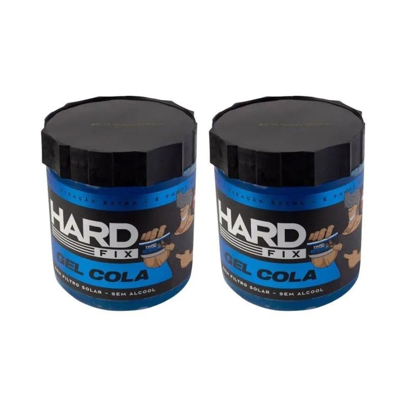 Gel Cola Fixador Hard Fix Azul 500g - Kit c/ 2un