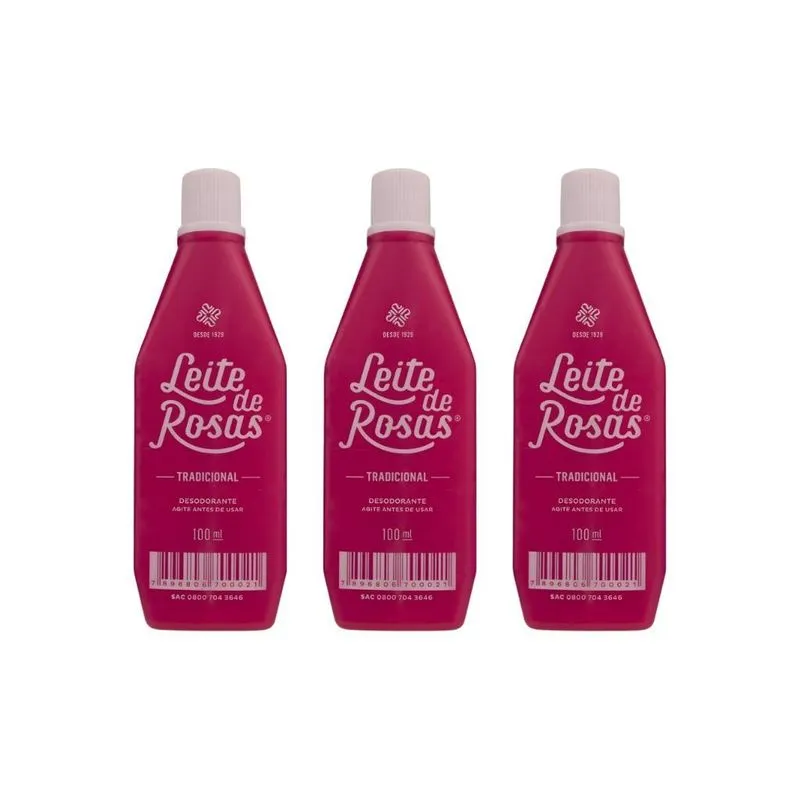 Leite De Rosas 100ml Tradicional - Kit Com 3un