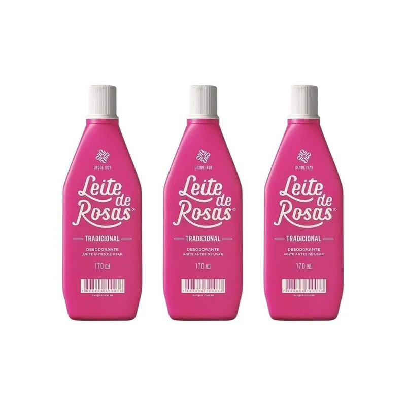 Leite De Rosas 170ml Tradicional - Kit Com 3un