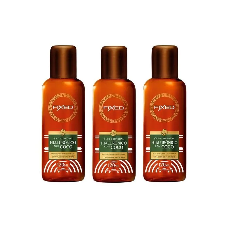 Oleo Fixed Corporal Hialuronico Com Coco 120ml - Kit Com 3un