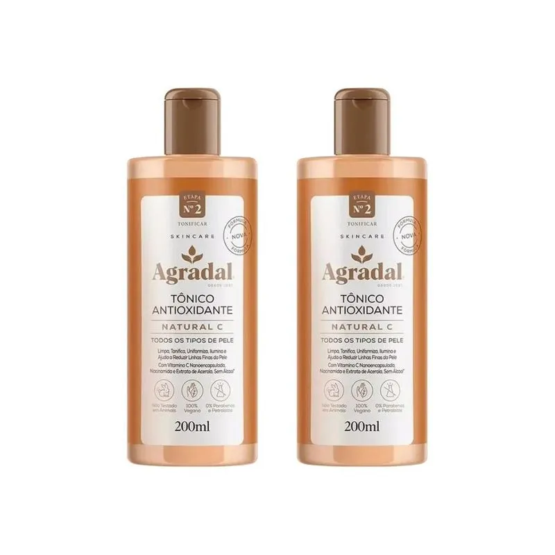 Tonico Agradal Antioxidante Natural 200ml - Kit Com 2un