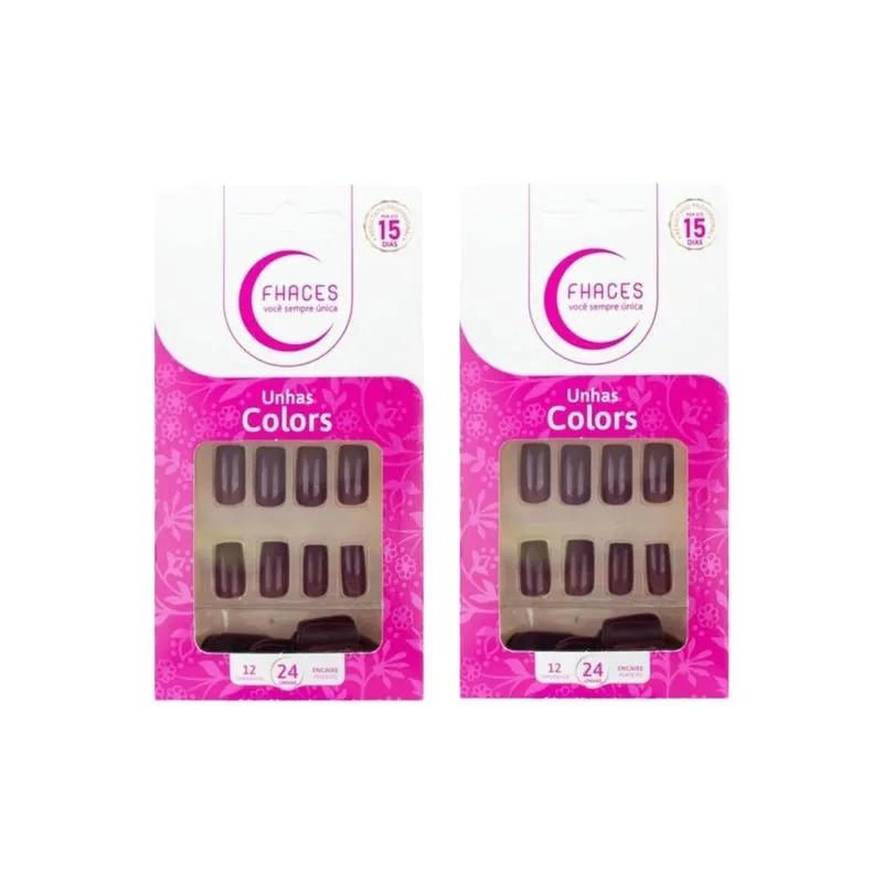 Unhas Postiças Fhaces Colors Avela - Kit C/2un