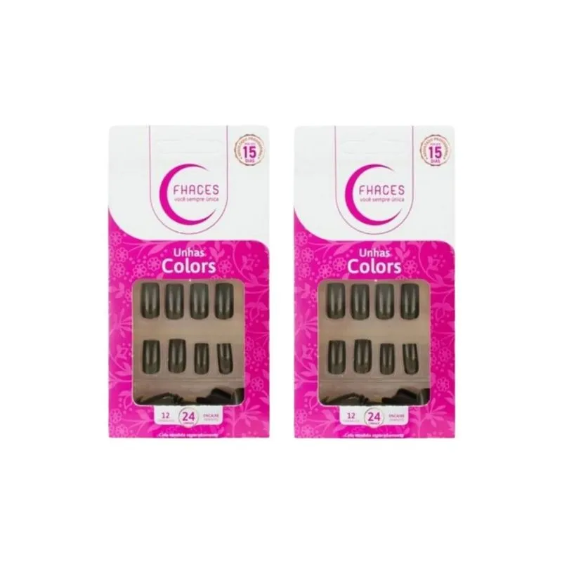 Unhas Postiças Fhaces Colors Camuflado Com 28un - Kit C/2un