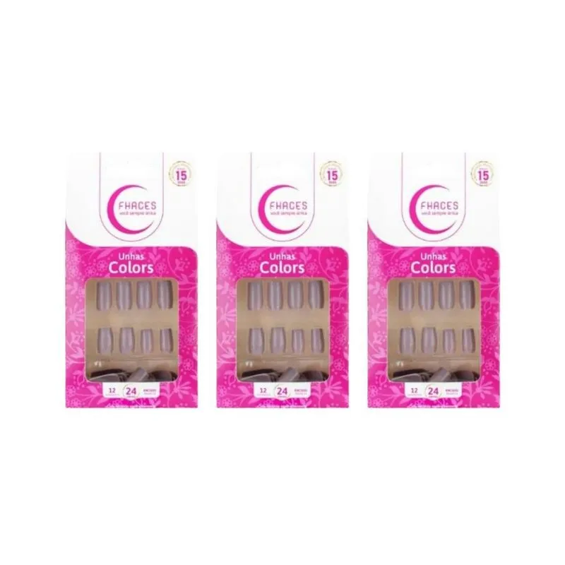 Unhas Postiças Fhaces Colors Place U3081 - Kit C/3un