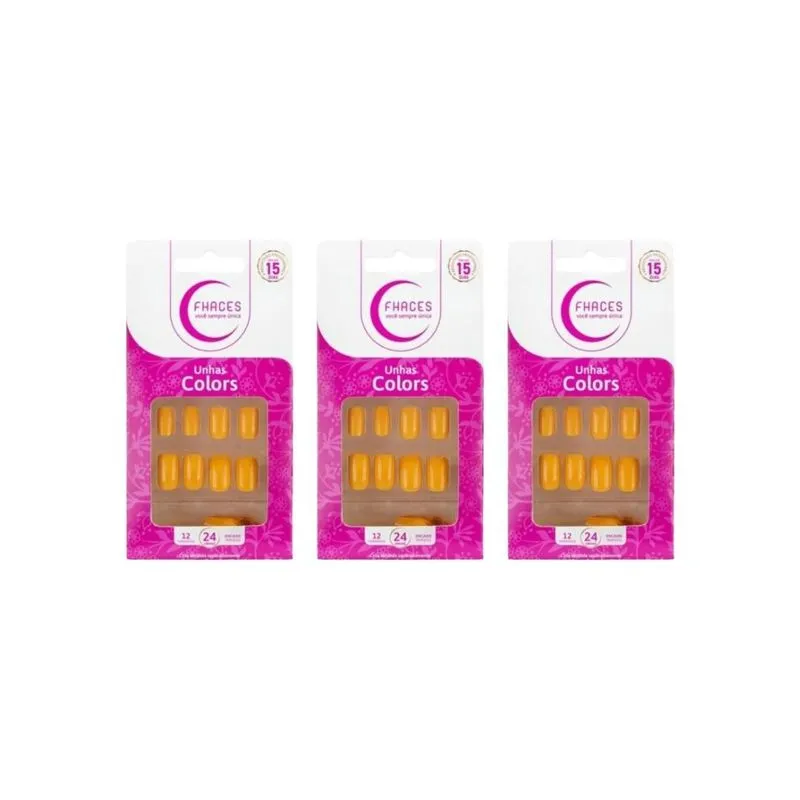 Unhas Postiças Fhaces Colors Por Do Sol U3094 - Kit C/3un