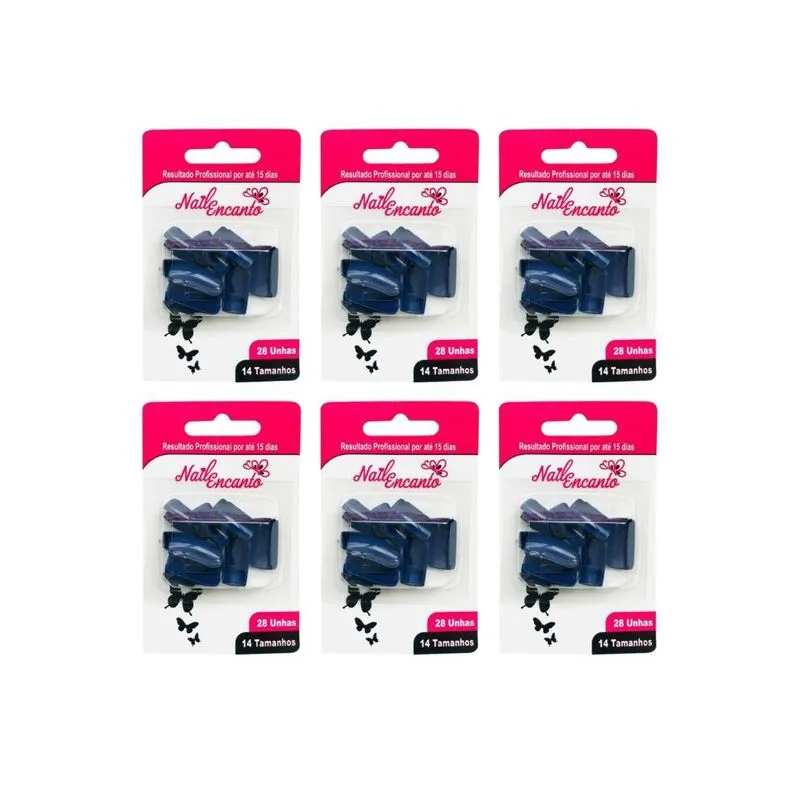 Unhas Postiças Fhaces Nail Encanto Colors Azul Com 28un- 6un