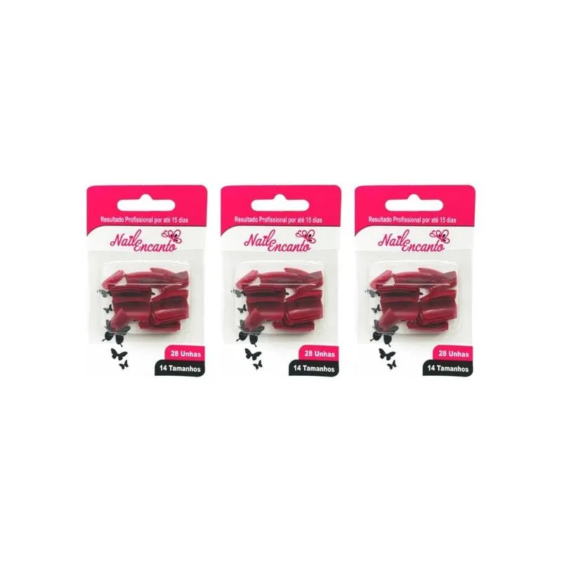 Unhas Postiças Fhaces Nail Encanto Colors Bordo 28un- 3un