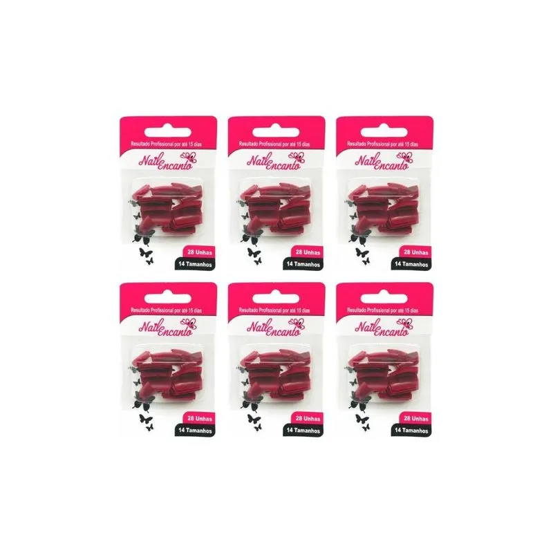 Unhas Postiças Fhaces Nail Encanto Colors Bordo 28un- 6un