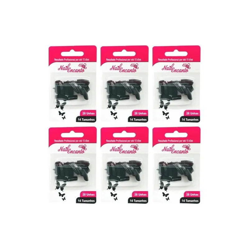Unhas Postiças Fhaces Nail Encanto Colors Preta 28un- 6un