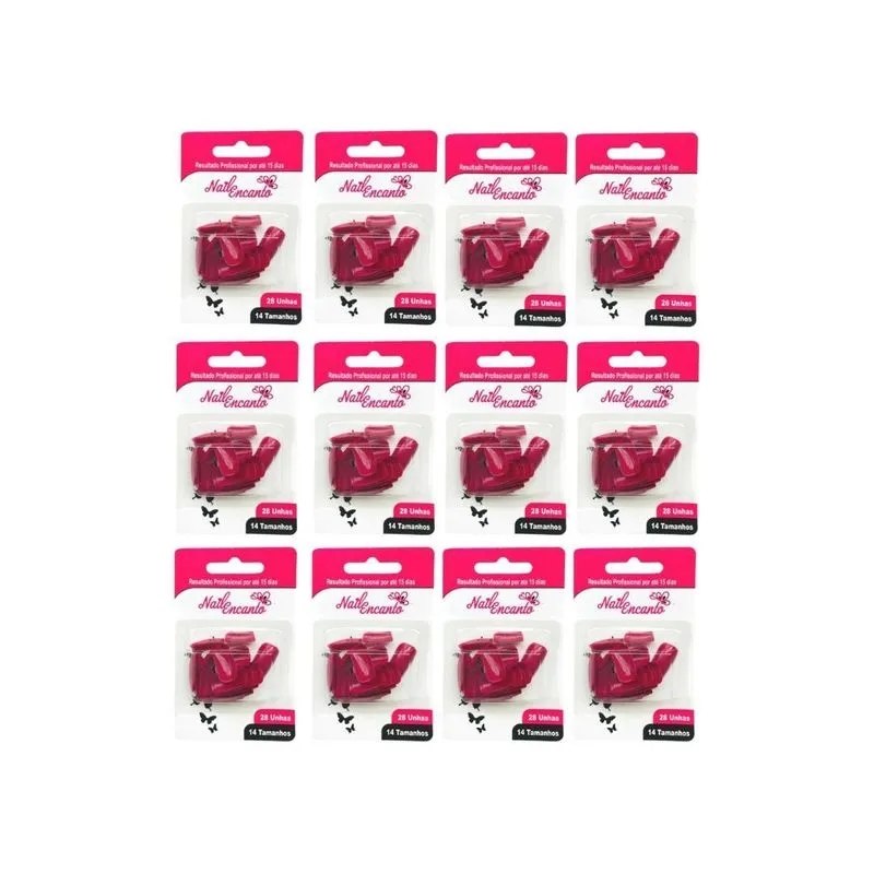 Unhas Postiças Fhaces Nail Encanto Colors Vermel 28un- 12un