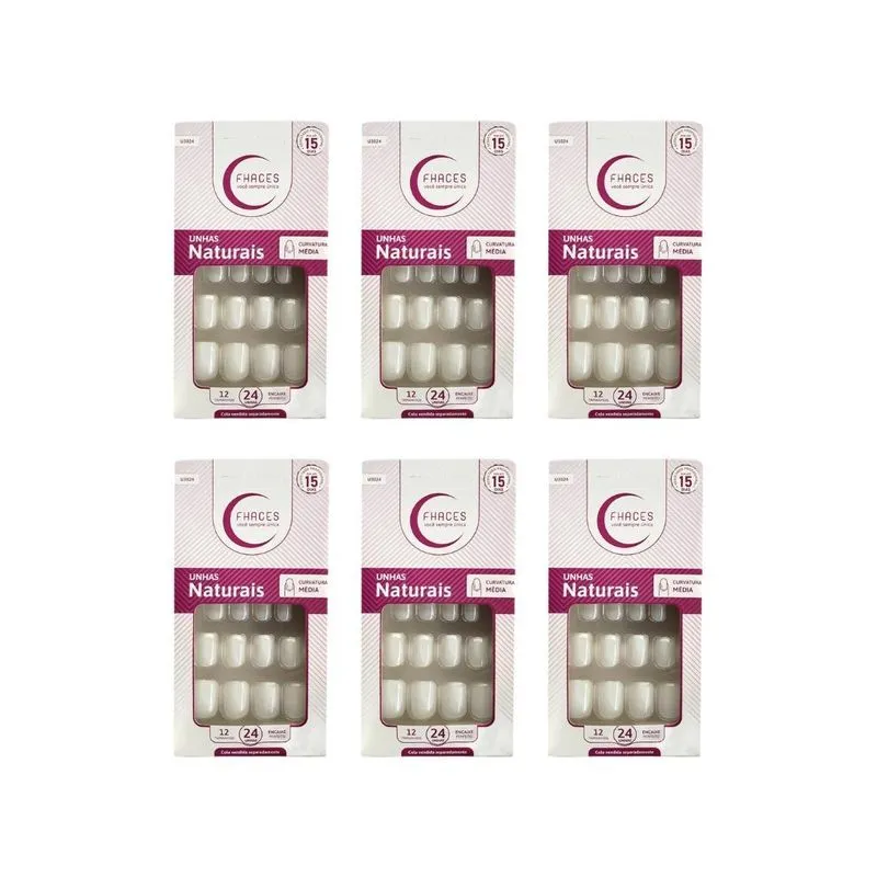 Unhas Postiças Fhaces Natural Curvatura Media Com 24un - 6un