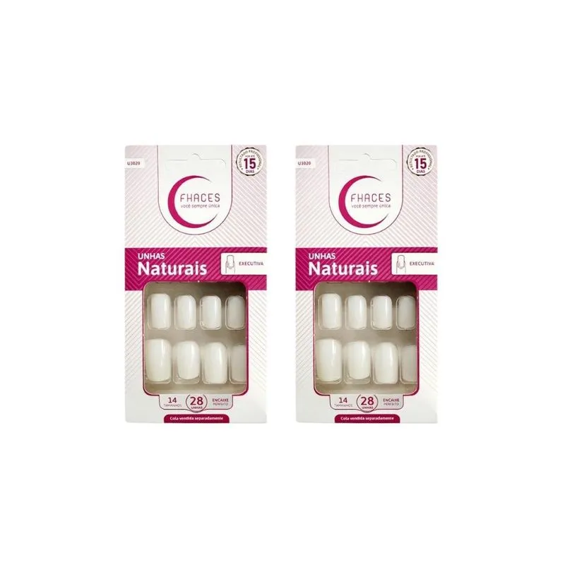 Unhas Postiças Fhaces Natural Executiva Com 24un - 2un