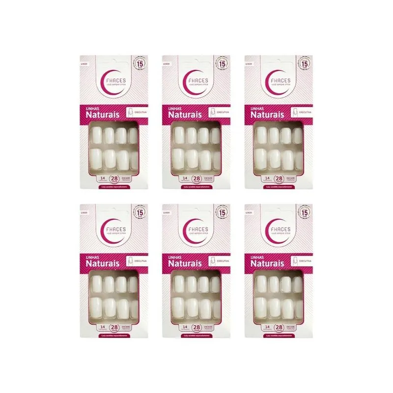 Unhas Postiças Fhaces Natural Executiva Com 24un - 6un