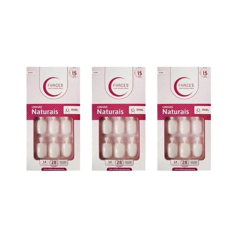 Unhas Postiças Fhaces Natural Oval Com 24un - 3un