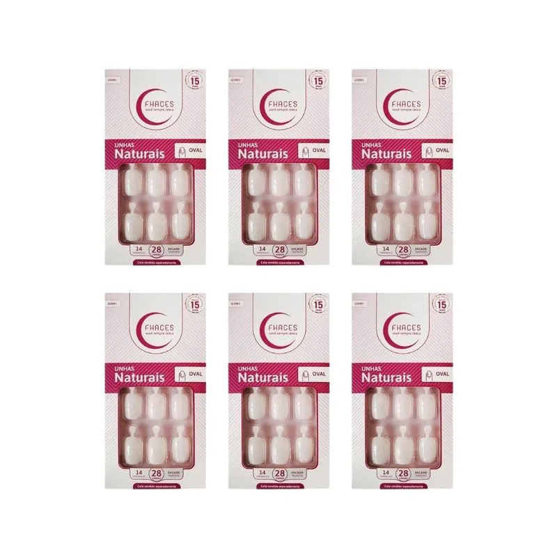 Unhas Postiças Fhaces Natural Oval Com 24un - 6un