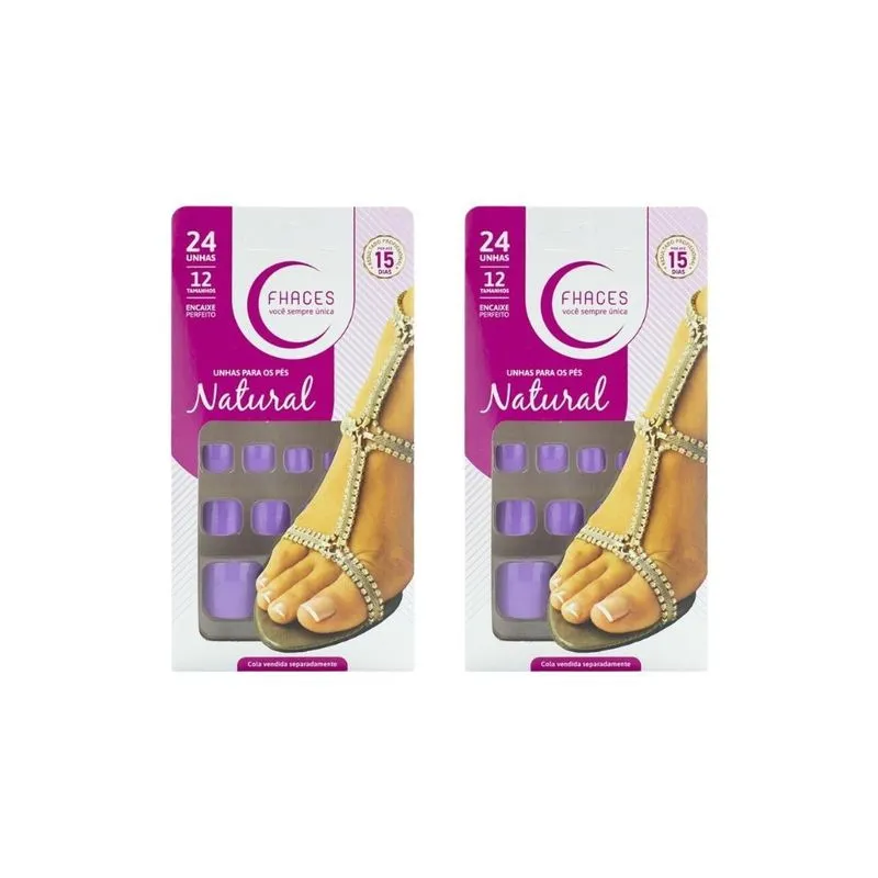 Unhas Postiças Fhaces Para Os Pes Color Lilas Com 24un - 2un