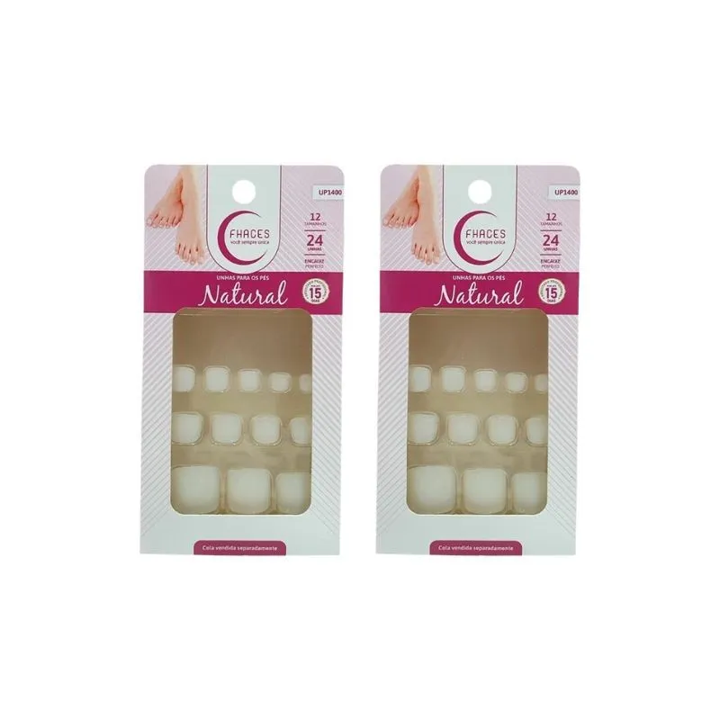 Unhas Postiças Fhaces Para Os Pes Natural Up1400 - Kit C/2un