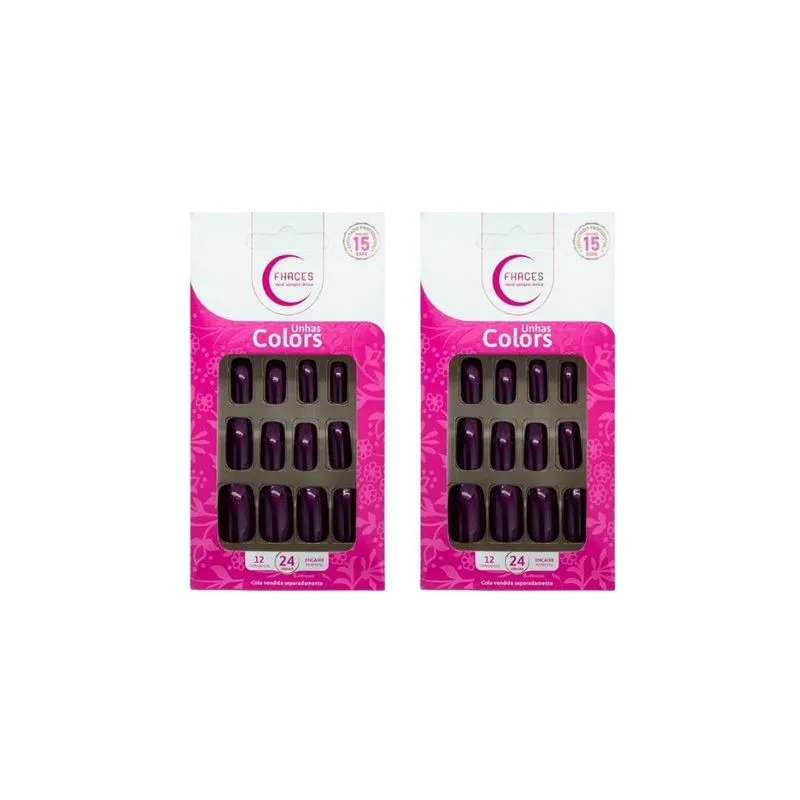 Unhas Postiças Fhaces Top Coalt Metalic Purple -kit C/2un