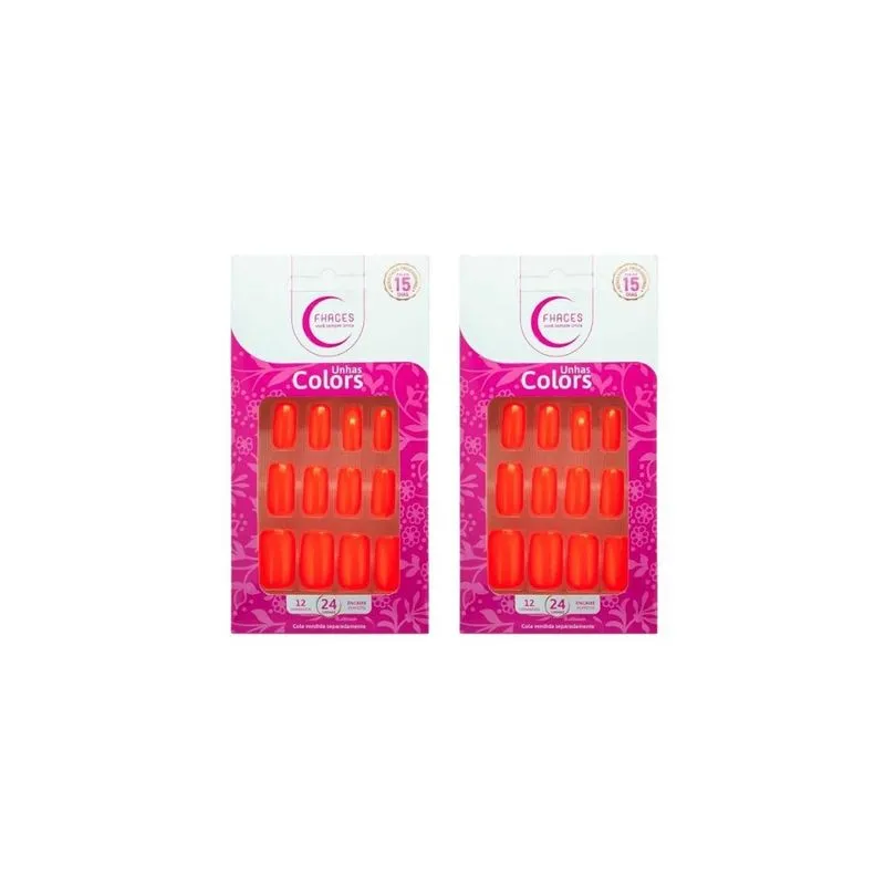 Unhas Postiças Fhaces Top Coalt Neon Summer - Kit C/2un
