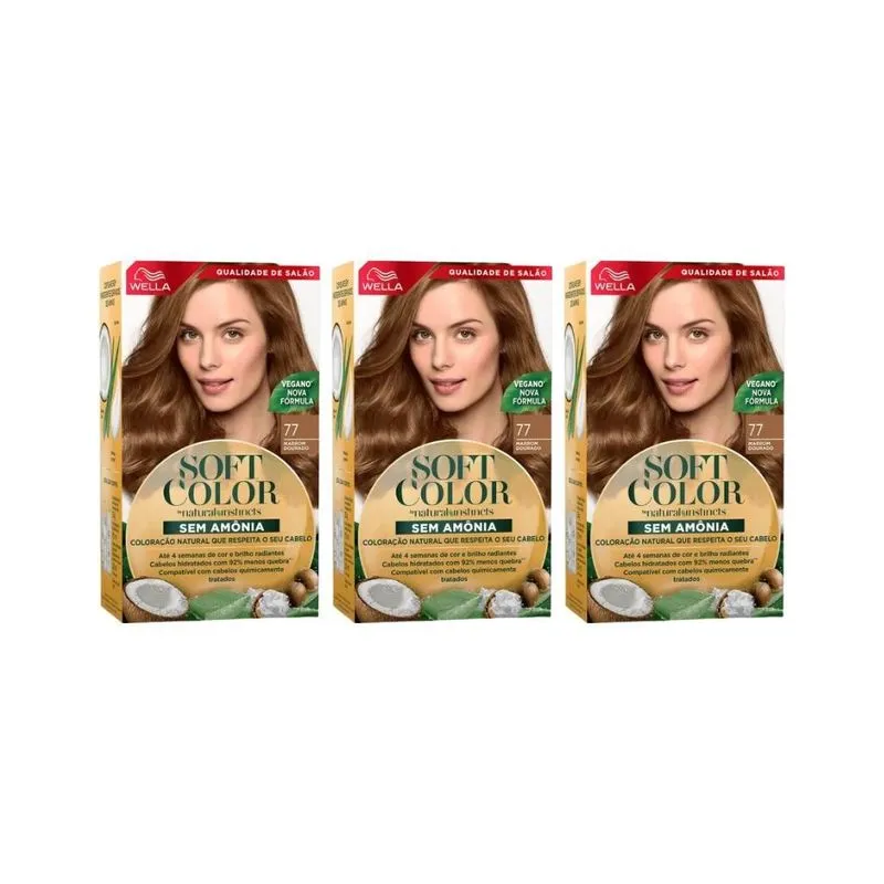Coloraçao Soft Color 77 Marrom Dourado-kit C/3un