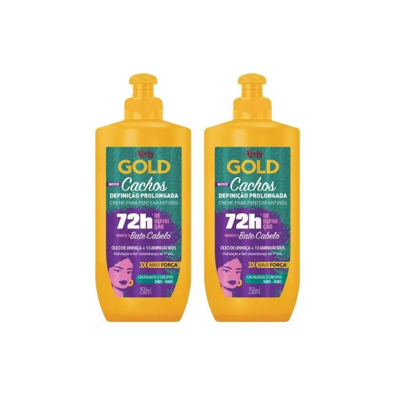 Creme Para Pentear Niely Gold 250G Cachos Defini Prolon- 2Un
