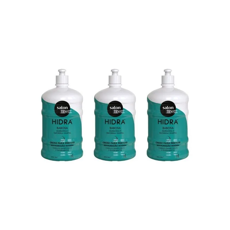 Creme Para Pentear Salon Line 1 Lt Hidra Babosa - Kit C/3Un
