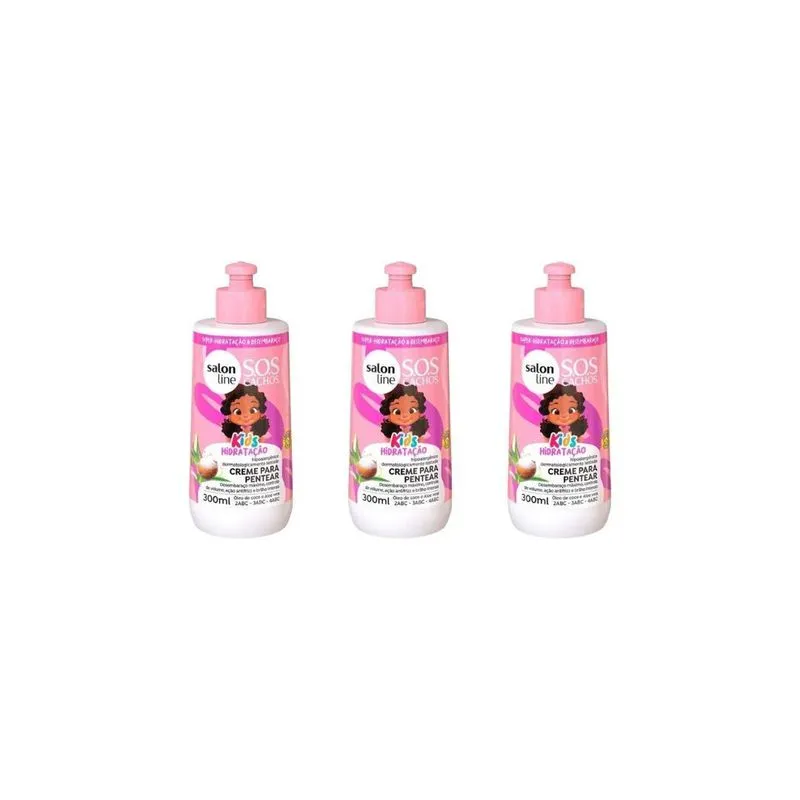 Creme Para Pentear Salon Line 300Ml Sos Kids Cachos - 3Un