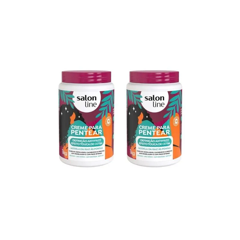 Creme Pentear Salon Line 1Kg Efeito Touca Cetim - Kit C/2Un
