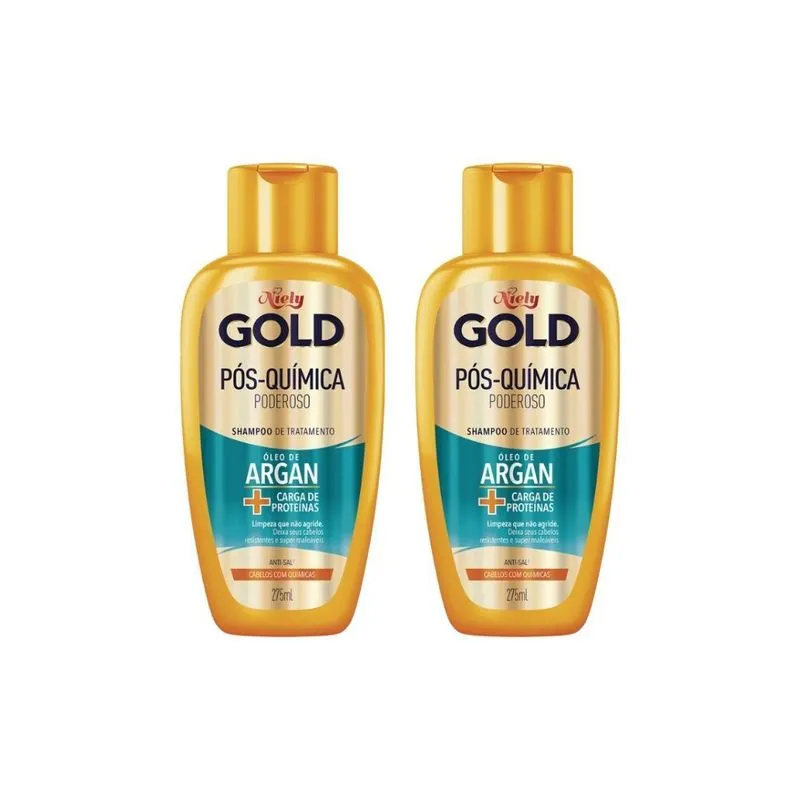 Shampoo Niely Gold 275ml Argan Pos Quimica - Kit C/2un