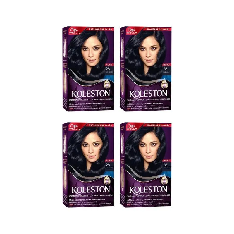 Coloraçao Koleston 28 Preto Azulado-Kit C/4Un